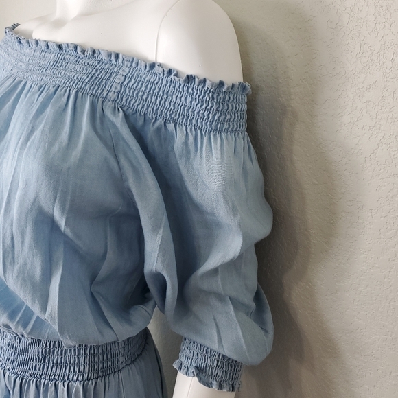Walter Baker Off Shoulder Blue Denim Womens Jumpsuit Size XL - Picture 8 of 12